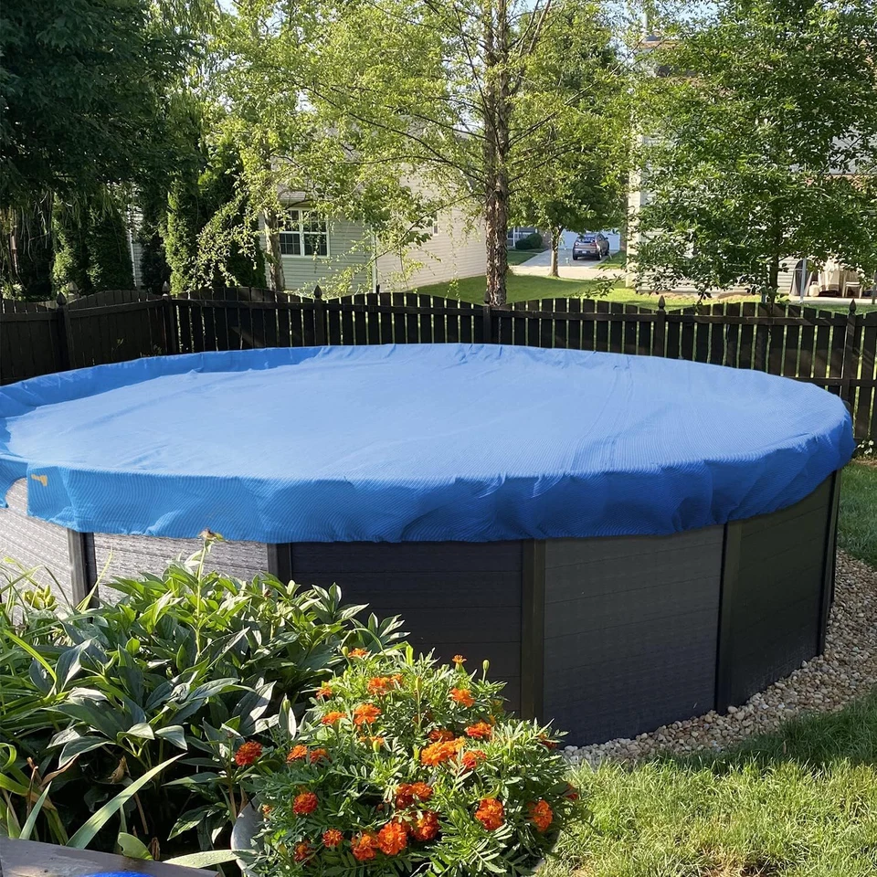 E&K Above Ground Pool Covers Round Winter Tarp Covers Garden Yard Swimming Pool - Image 3 of 4