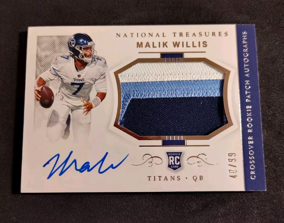 2022 MALIK WILLIS RC NATIONAL TREASURES CROSSOVER RPA AUTO 3 COLOR PATCH 40/99