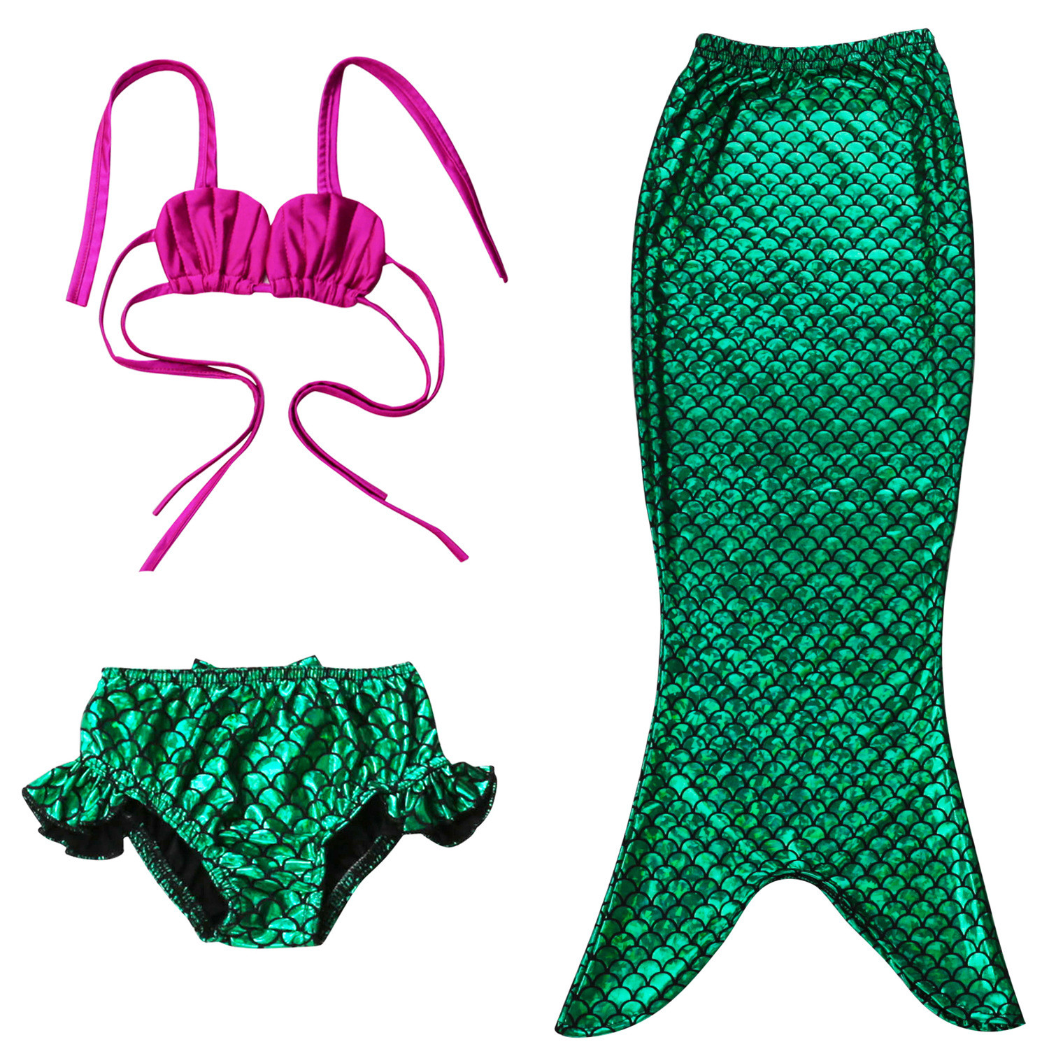 Niñas Sirenita Cosplay Disfraz Moda de Baño Shell Bañador Sets Pescado Schuppe