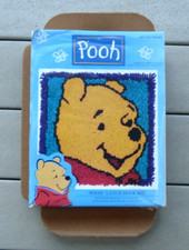 Vintage Caron DISNEY WINNIE The Pooh LATCH HOOK KIT 13"x13" started, unfinished