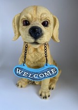 Labrador Retriever Dog Welcome Sign Garden Statue, Approx. 9.5