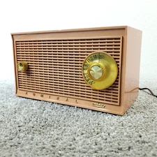 Admiral Tube Radio Model Y837 AM Beige Pink Made In USA Tested Working