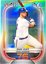 2021 BOWMAN CHROME SCOUTS TOP 100 AQUA REFRACTORS #BTP76 SAM HUFF RANGERS/125