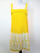 Floreat Womens Yellow Cotton Dress Lace Trim Sleeveless Dress Beautiful