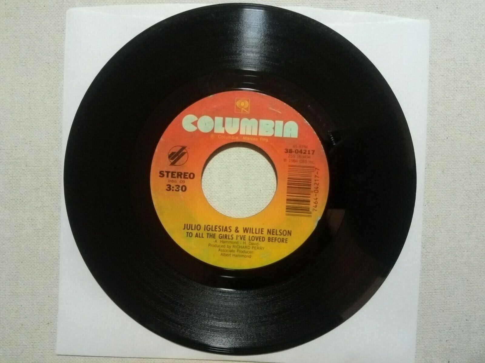 Julio Iglesias: Don't Want To Wake You, EX- 45RPM 7" vinyl record Columbia Latin