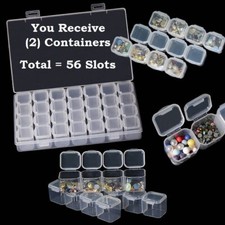 2 Clear Plastic 56 Slots Storage Box Case Organizers Containers Diamond Painting