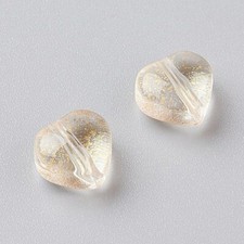 10 Glass Heart Beads Charms Gold Electroplated Valentines Jewelry Supplies Mix