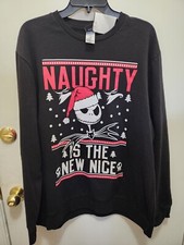 Men's XL Black Nightmare Before Christmas Naughty Is The New Nice Sweatshirt New