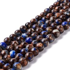 3 Strands Round 8mm Natural Lapis Lazuli Bronzite Beads Strands Crafts 15.75''