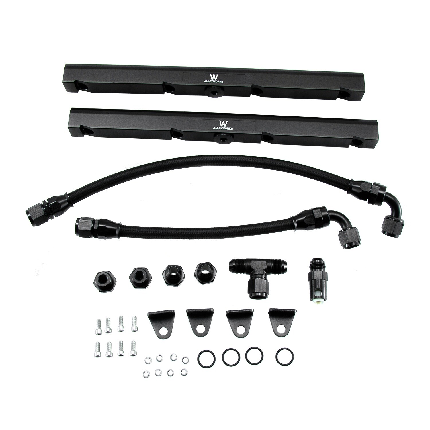 -8AN Fuel Rails Kit w/ Fitting T hose For GM LS1 / LS6 Quick Connect Aluminum BK