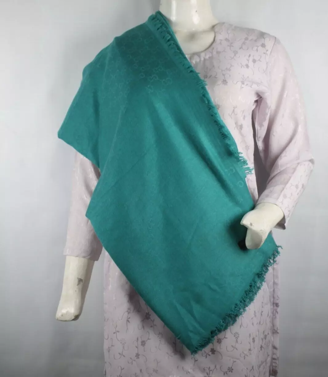 Authentique écharpe Gucci châle étole monogramme GG vert 65% laine 35% cachemire