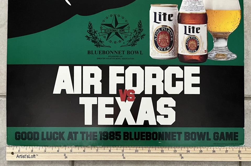 TEXAS LONGHORNS Air Force 1985 Bluebonnet Bowl Lite Promo Advertisement Poster - Image 4 of 4