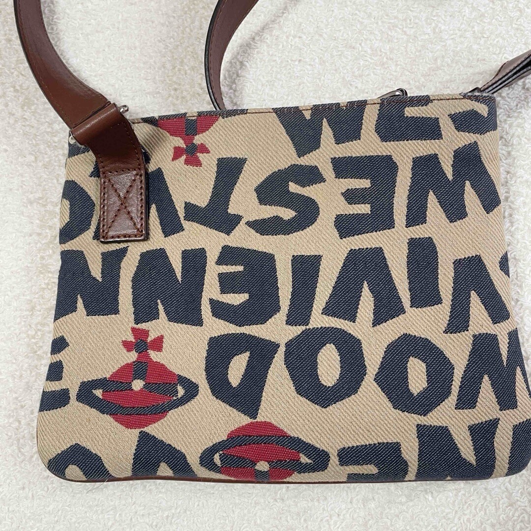 Vivienne Westwood Canvas Leather Shoulder Bag Orb Pattern
