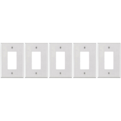 White Plastic 1-Gang Decora Style Wall Face Plate White (5 Pack)