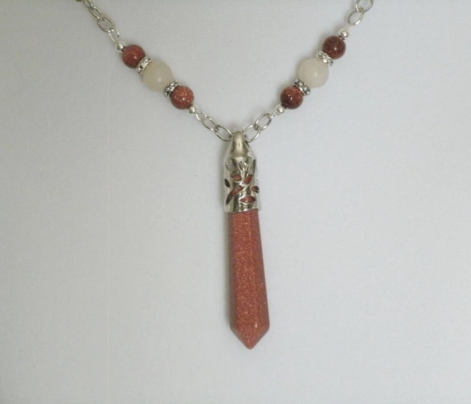 Collar Goldstone Point Boho Bohemio Hippie Nueva Era Diosa Metafísica Foto 4 de 4