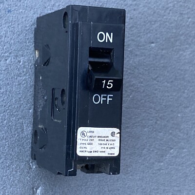 GENERAL SWITCH GS15H 1 Pole 15 Amp 120/240V Plug-In Circuit Breaker C115 BR115 