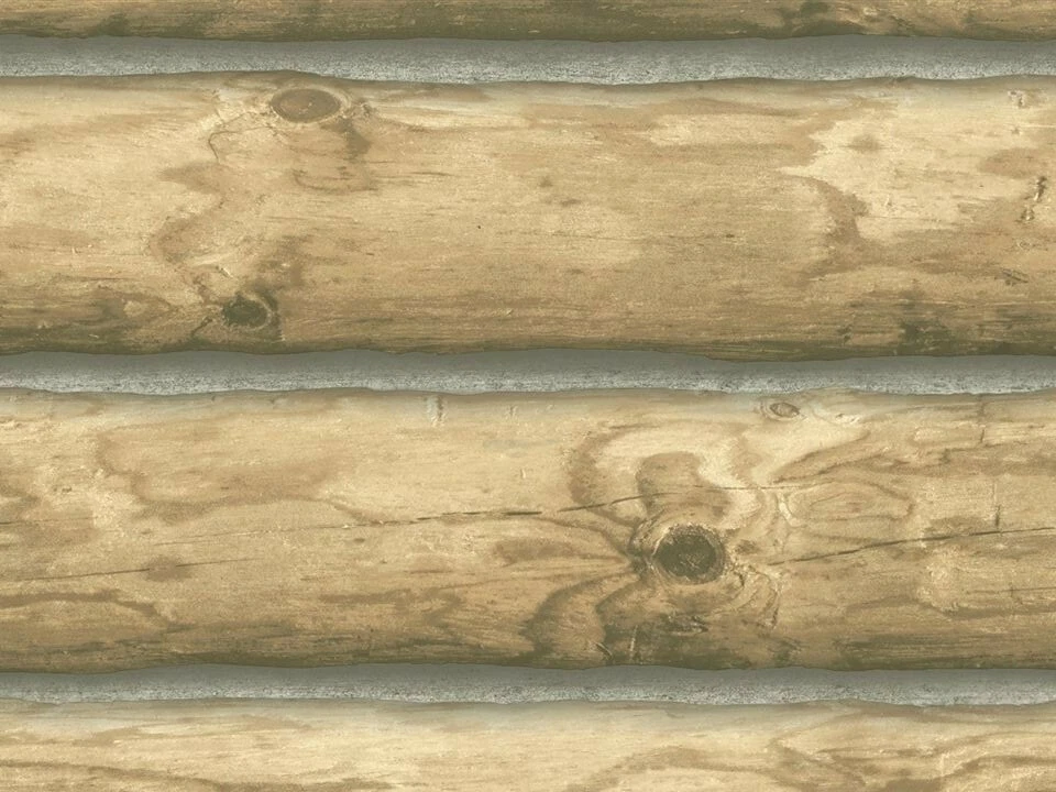 Lake Forest Lodge Rustic 3-D Mountain Logs Cabin Sure Strip Wallpaper CH7977 - Image 2 of 4