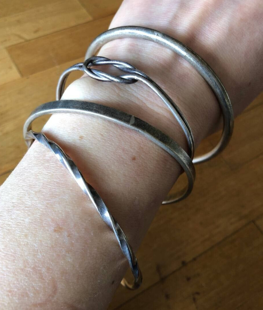 Four Sterling Silver Bracelets Solid 925 Vintage … - image 1