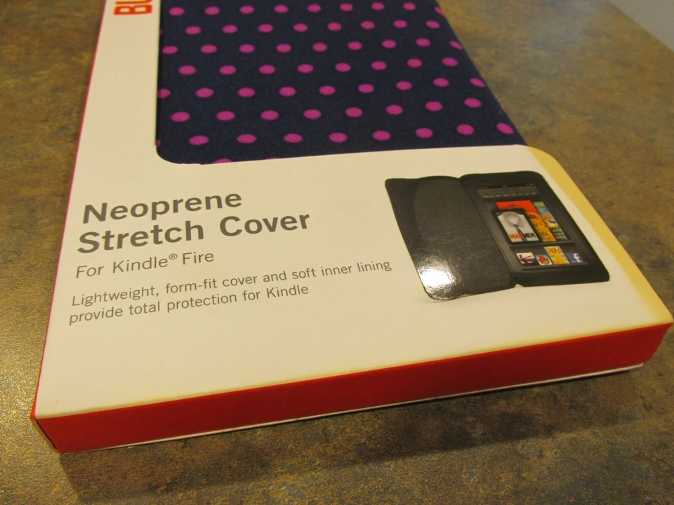 BUILT Neoprene Stretch Cover for Kindle Fire -Blue & Purple Polka Dots - NEW - Image 2 of 4