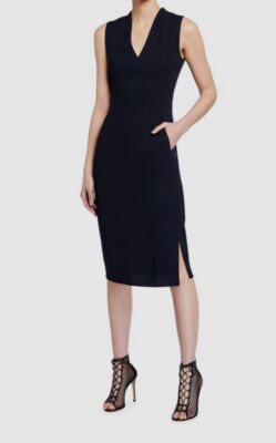 $1990 Akris Women's Blue Crepe Sleeveless Sheath Dress Size 4