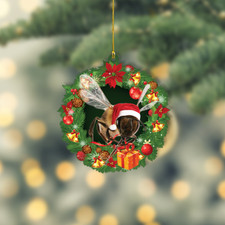 Bee Christmas Wreath Ornament, Love Bee,cute Bee, lovely Bee Christmas Ornament