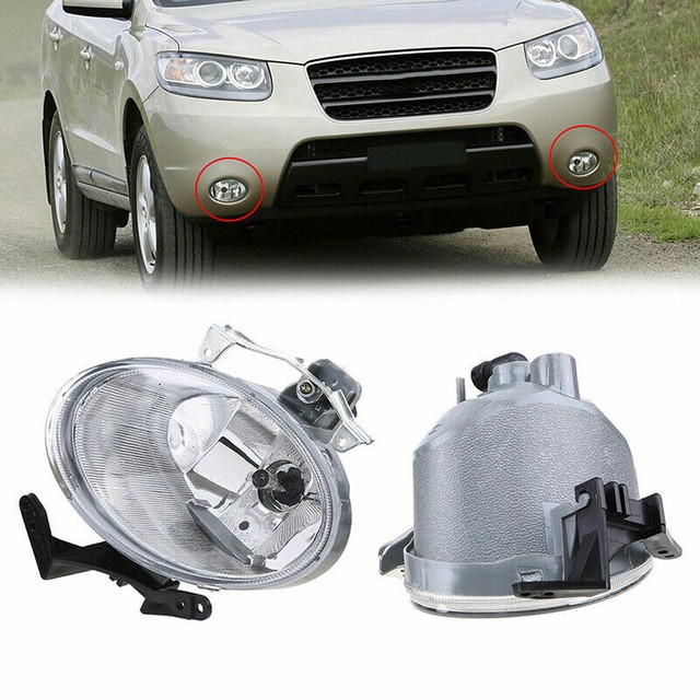 Pair Left+Right Clear Lens Fog Light W/Bulb For Hyundai Santa Fe 2007