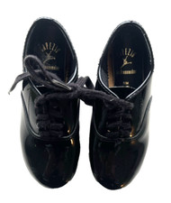 CAPEZIO 154 BLACK PATENT LEATHER LACE UP DANCE TAP SHOES KID'S SIZE 11 11M