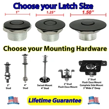 Hood Pins Quick Latch Push Button Latch Pro Series 1" Black Hood Latch  USA Made