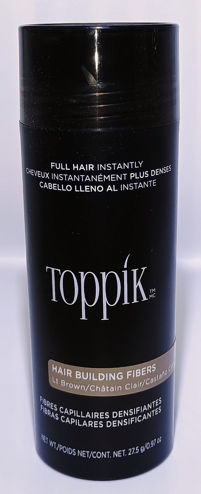 TOPPIK 27.5g Hair Fibers: BLACK, DARK BROWN, MEDIUM BROWN, LIGHT BROWN, GRAY
