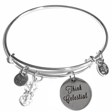 Women's Made In USA Stainless Steel Message Charm Expandable Wire Bangle Bracele