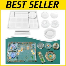 Premium 6-Piece Resin Molds with Rolling Tray & Storage Solutions - DIY Kit