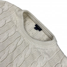 J.Crew Men  s 100 Cotton Chunky Cable-Knit Fisherman Sweater Ivory   Large