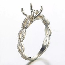 8mm Round Semi Mount Ring 925 Sterling Silver Infinity Twist Shank Wedding Ring