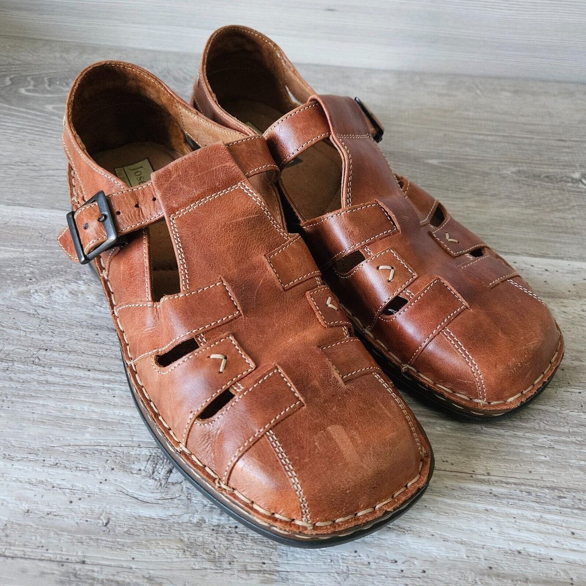 Josef Seibel European Leather Oxford Huarache Buckle 