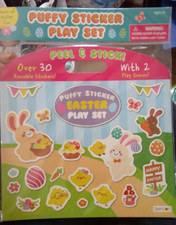 NEW EASTER theme puffy sticker play set with 2 play scenes carry along