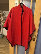 Vintage Richard Shops  Women's Wool Blend Red Cape Wrap Made in UK One Size