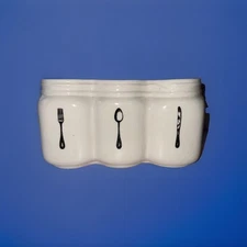 FIDDLE & FERN Home Essentials Ceramic Utensil Cutlery Caddy Holder 