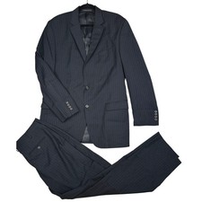 Lauren Ralph Lauren Navy Pinstripe 100% Wool Suit 2Pc Blazer Pants 42L