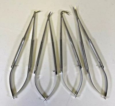 Set of 4 Konig Medline Jacobson Micro Vascular Scissors 7'' Rhoton Curved Blades