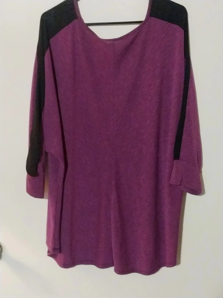 Ava and Viv Women 2X Purple With Black Sheer Design Sleeve Whimsigoth Grunge - Image 3 of 4