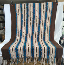 Vintage Southwest Crochet Afghan Throw Blanket Handcrafted Boho Fringe Rug 70