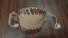 Vintage 1950s Half Hat Juliet Cap Sequin Beaded Veil Cocktail Bridal Peach
