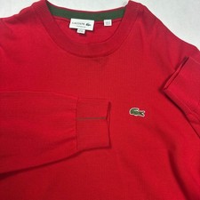 Lacoste Red Cotton Crew Neck Sweater Pullover Jumper Men's Size 8 Fits 3XL