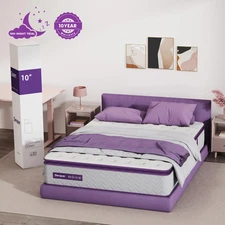 10-inch Memory Foam with Innerspring Hybrid Mattress,Pillow White 10in