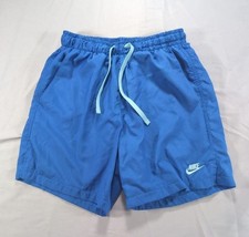 Nike Vintage Blue Nylon Swim Trunks Drawstring Shorts Size Small