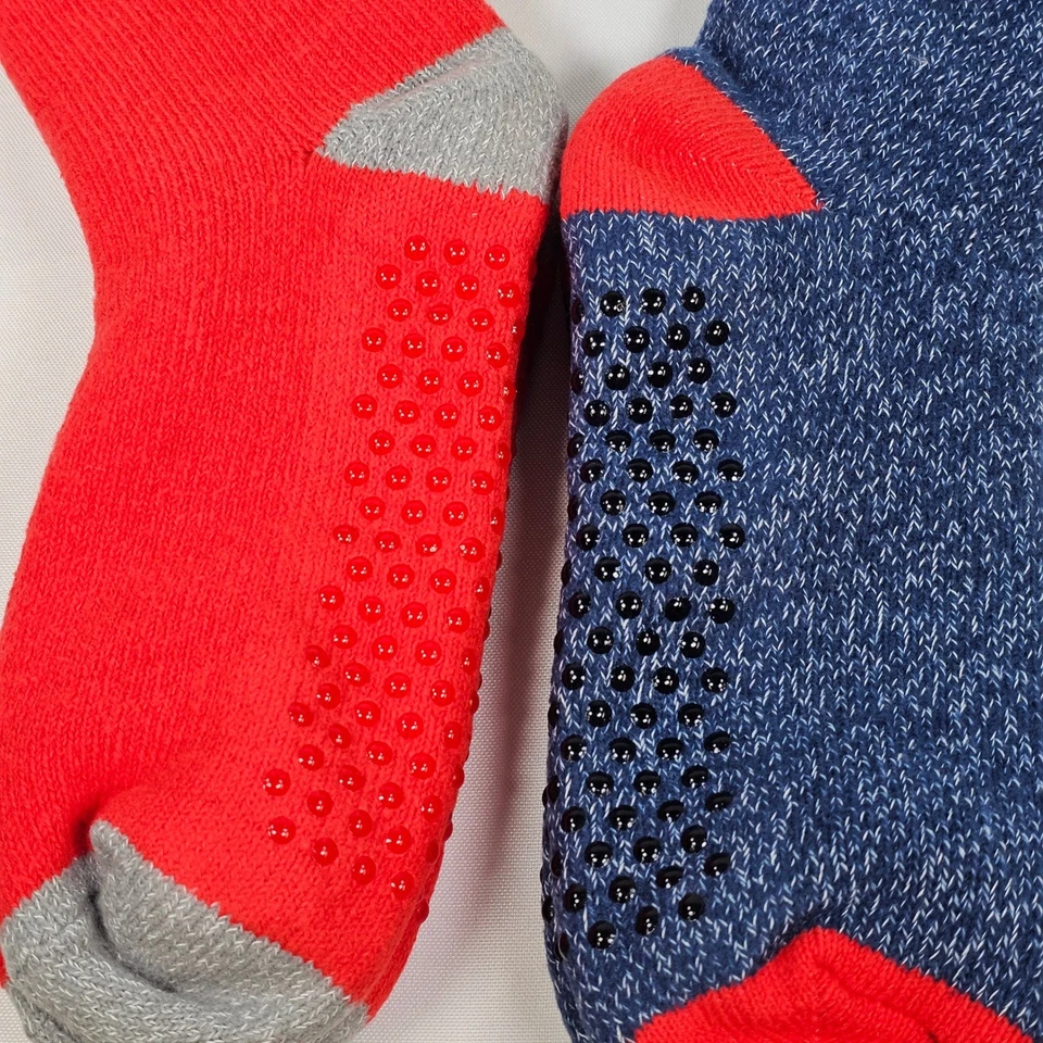 Cuddl Duds 2 Pair Womens Double Layer Lounge Socks Shoe 4-10 Red Blue Plushfill - Image 4 of 4
