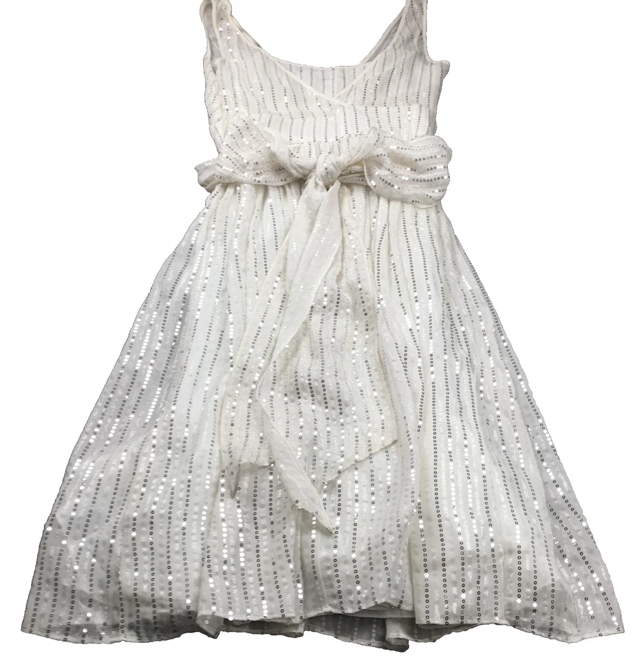 Vestido para mujer Calvin Klein mezcla de seda talla XS lentejuelas cuello en V corbata forrado Foto 3 de 4