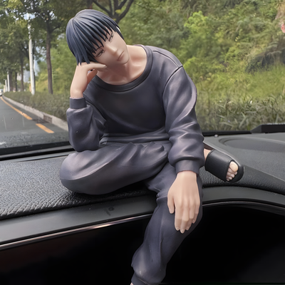 Zhongkaihua JJK Okkotsu Yuta Figurine Look Up Anime PVC Modèle Assis Figurine pour Bureau à Domicile Décoration Vehicule Ornement Cadeau d'anniversaire pour les Fans, env. 10 cm (3,93 pouces