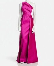 Rickie Freeman for Teri Jon Women's Pink Crepe One Shoulder Gown Dress Size 6.
