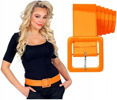 70s 80s 90s Disco Vinyl Belt Orange Carnival Party Costume Accessory